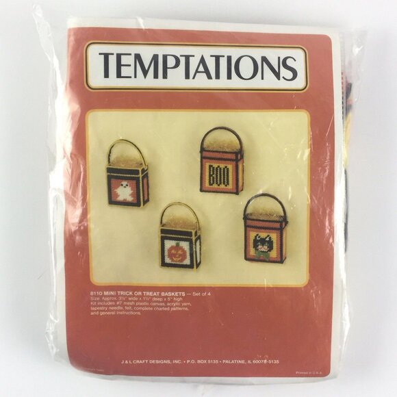 Halloween 8110 Trick Treat Basket J & L Craft Pumpkin Black Cat Embroidery Kit - Picture 3 of 6